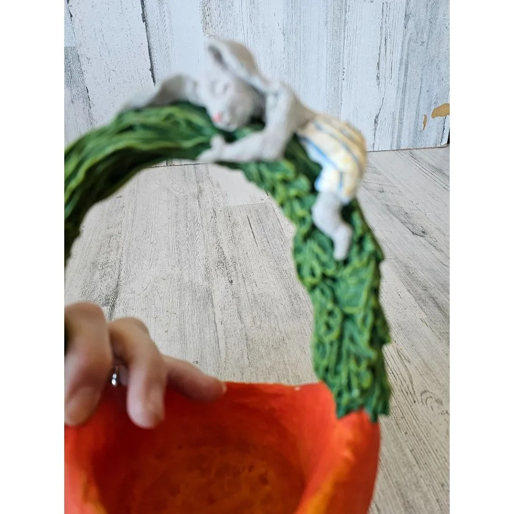 Vintage dept 56‎ carrot basket Easter decor as is spring bunny